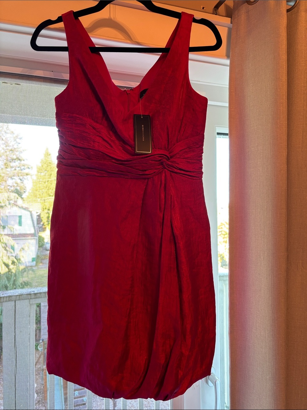 NWT Hot Pink Sleeveless Knot-Waist Cocktail Dress